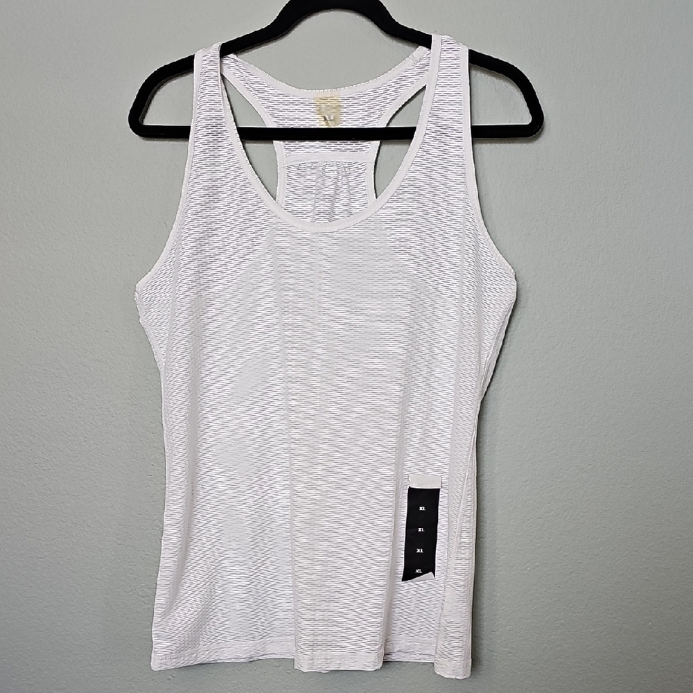 Xersion White Textured Mesh Workout Exercise Tank Top NWT XL